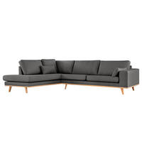 ECKSOFA mit Ottomane - Dunkelgrau/Buchefarben, Textil (287/219cm) - home24