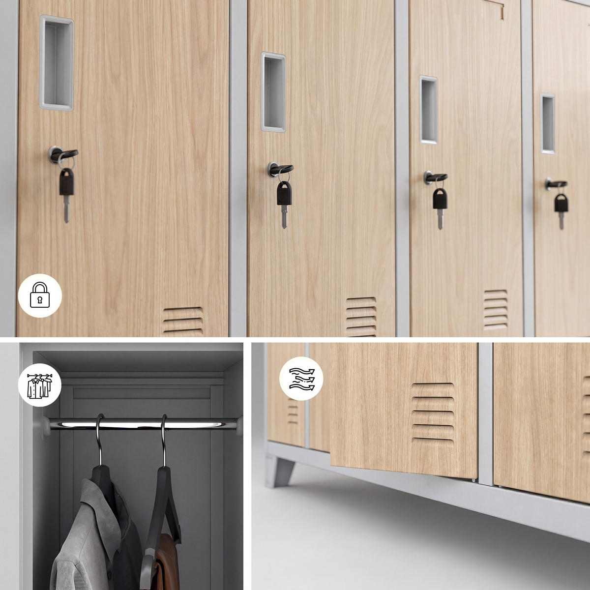 ARBEITSSCHUTZ-KLEIDERSCHRANK BARTEK 172 x 136 x 45 cm - Grau/Sonoma Eiche, Metall (136/172/45cm) - Jan Nowak