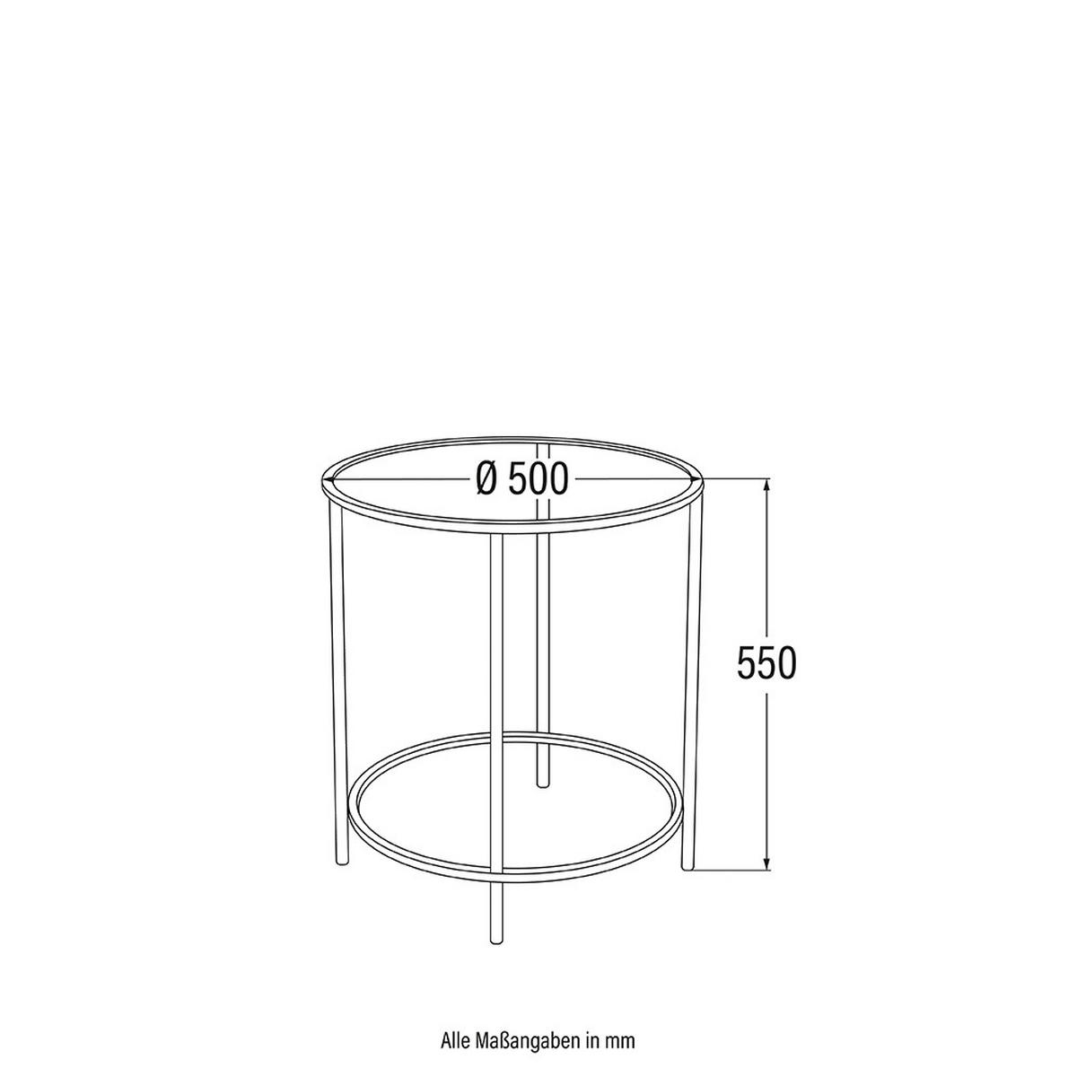 BEISTELLTISCH MASEI - Goldfarben, Glas/Metall (50/50/55cm) - Home Deluxe