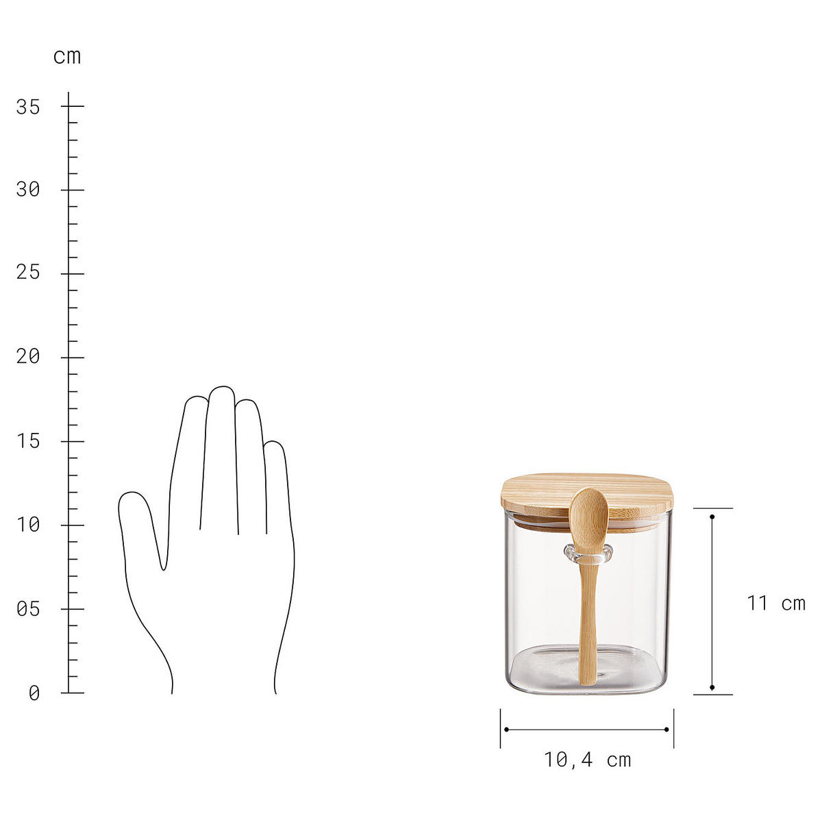 VORRATSGLAS Composition - Transparent, Glas/Holz (10/11/13cm) - Butlers
