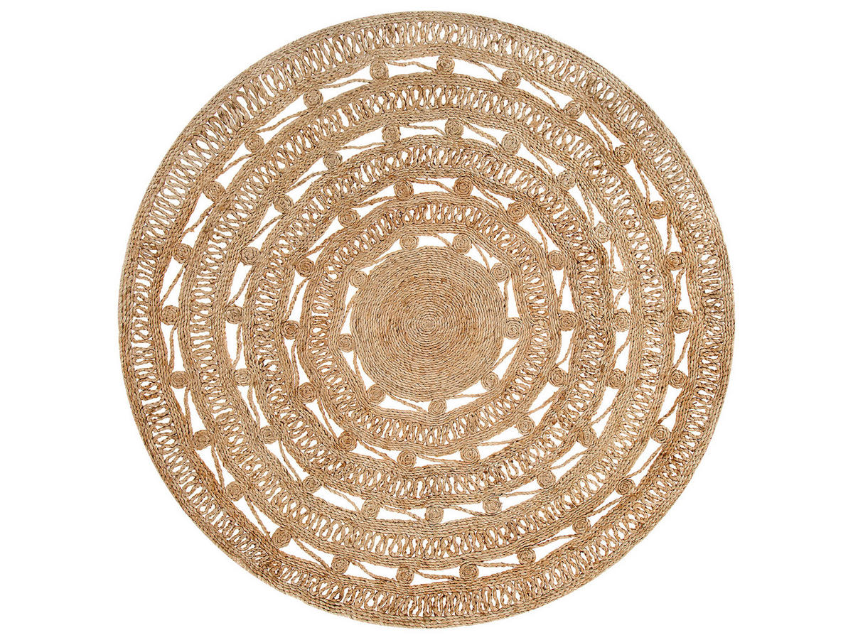 TEPPICH geflochten Kerer 140/140 cm - Beige, Naturmaterialen (140/140cm) - Beliani