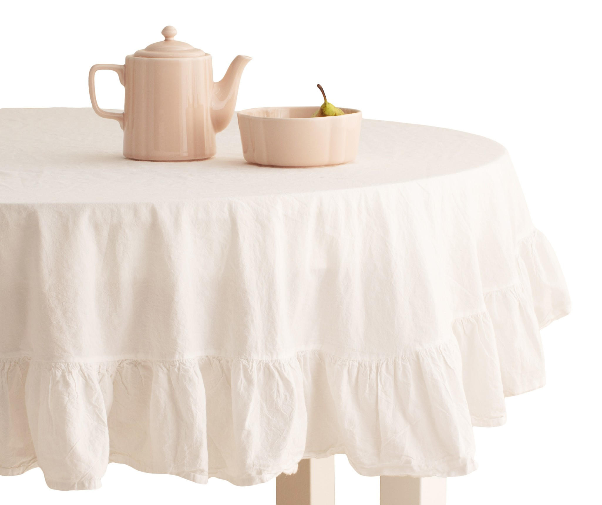 TISCHDECKE Falbines - Weiß, Textil (160cm) - home&you