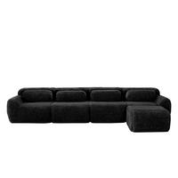 L-FÖRMIGES ECKSOFA Schwarz 378/179/73 cm 4-Sitzer Modular Ohne Montage - Schwarz, Textil (378/179cm) - PANGIVO