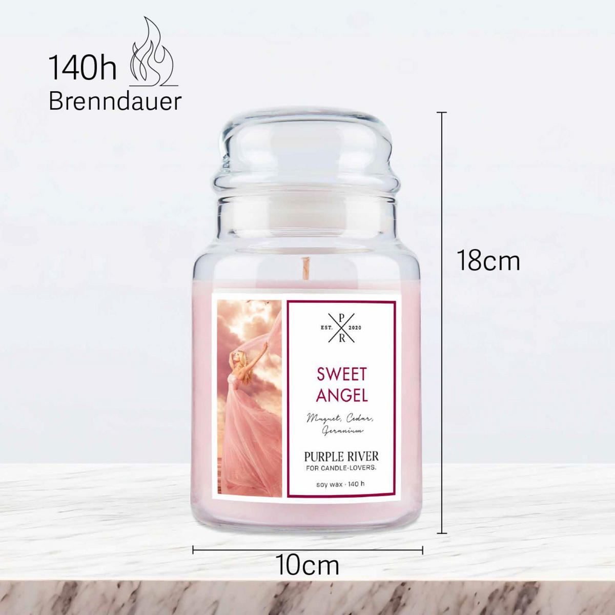 DUFTKERZE Purple River - Pink, Naturmaterialien/Glas (18cm)