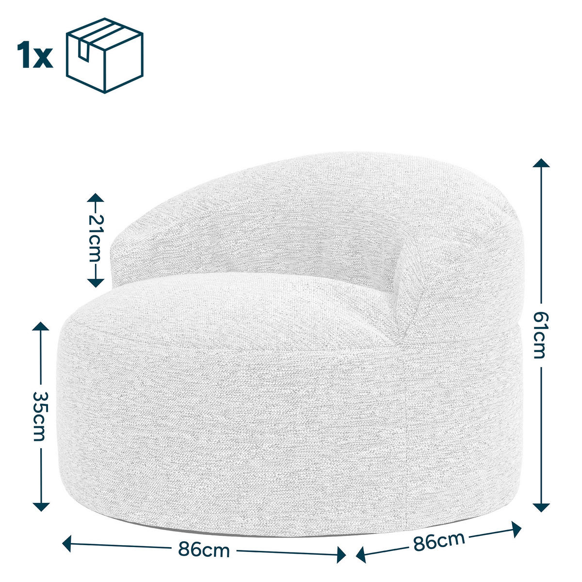 SITZSACK Orb - Beige, Textil (86/61/86cm) - icon