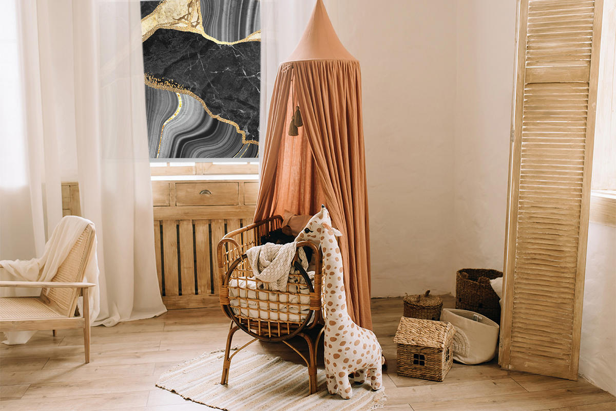 VNÚTORNÁ roleta - okenná roleta - roleta - 100x140 cm - Čierny mramor - čierna, plast (100/140/0.5cm) - TULUP