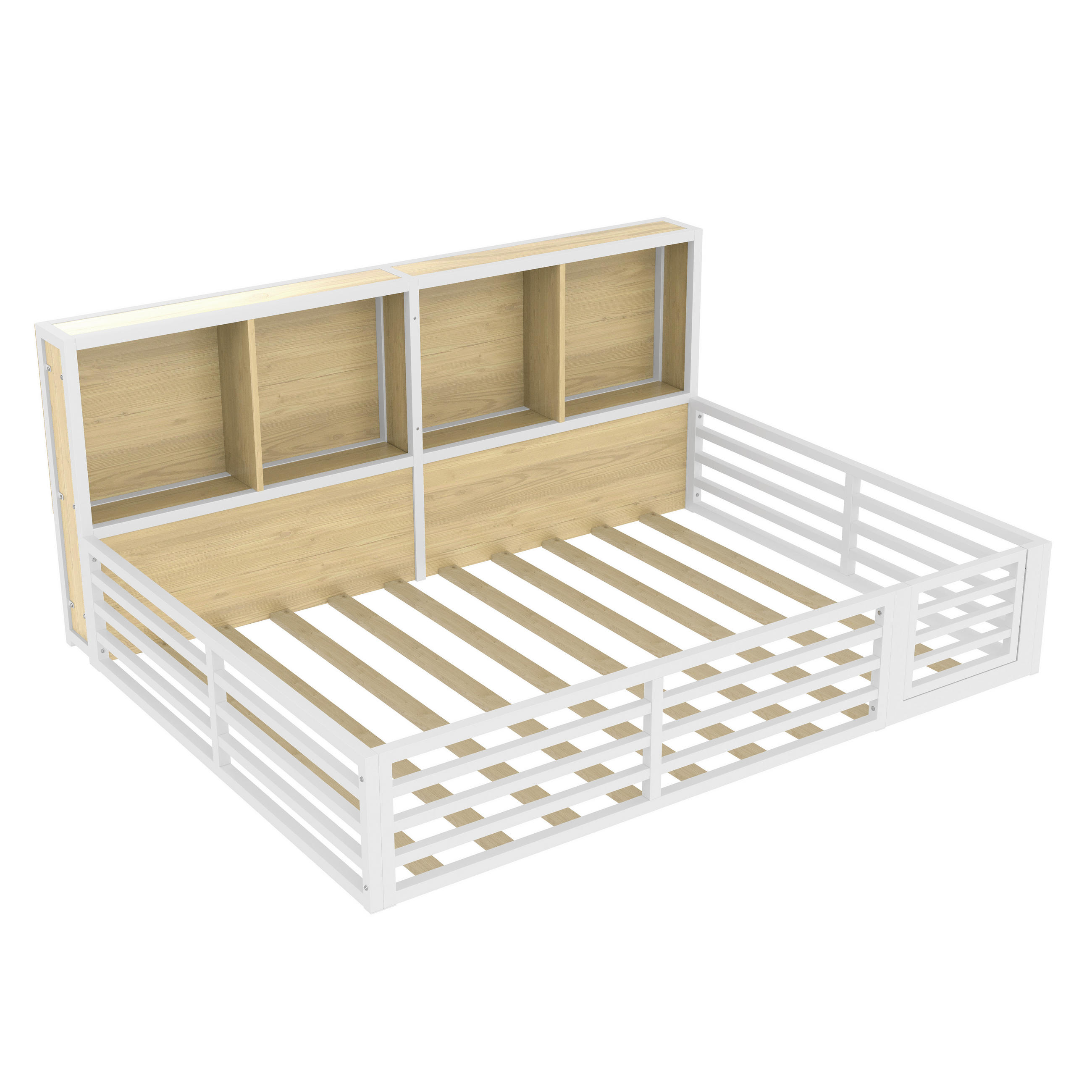 METALLBETT 140/200 cm Weiß mit Staufach - Weiß, Metall (140/200cm) - Oxeza