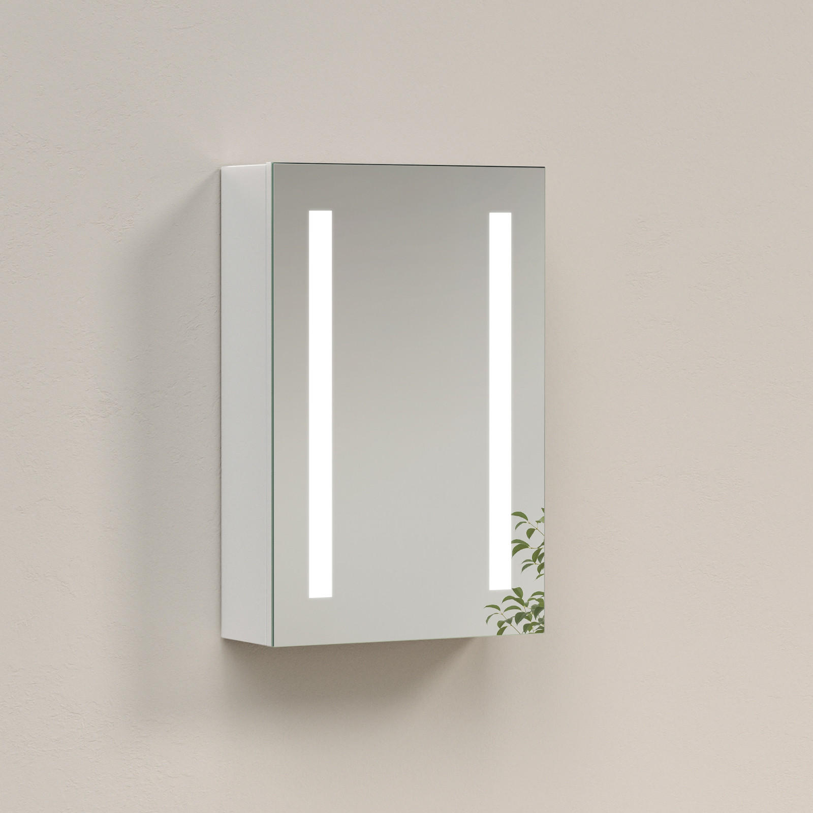 SPIEGELSCHRANK mit Beleuchtung silberweiß 60/40/14,5 - Silberfarben, Metall (40/60/14.5cm) - EMKE