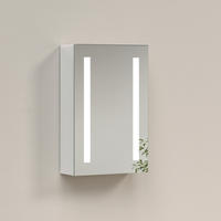 SPIEGELSCHRANK mit Beleuchtung silberweiß 60/40/14,5 - Silberfarben/Weiß, Metall (40/60/14.5cm) - EMKE