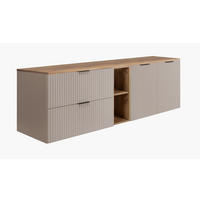 BADEZIMMER-SET, 57×46×180 cm, Eiche Craft / Cashmere, schwarzer Griff - Beige, Holzwerkstoff (180/57/46cm) - 3XE LIVING