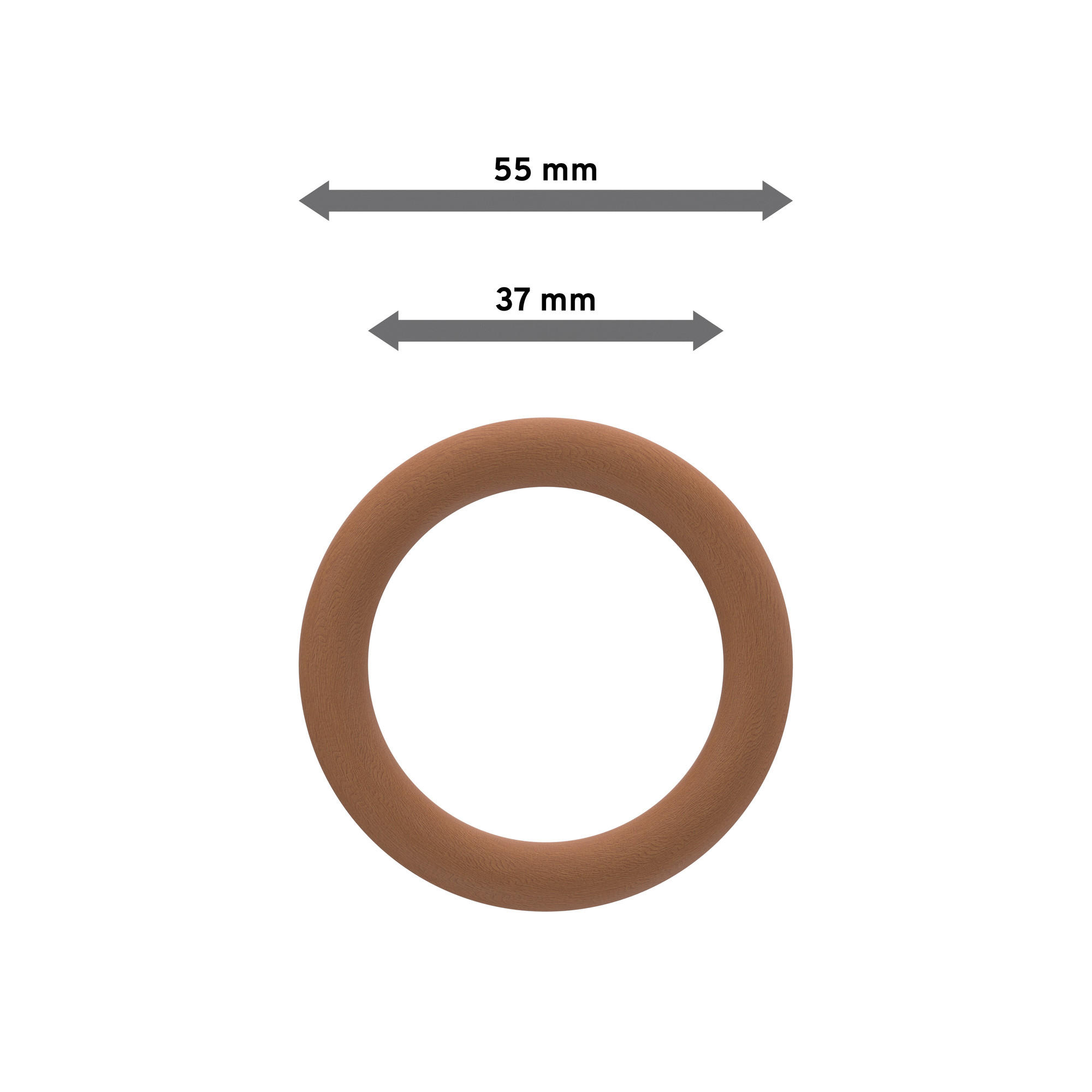 RUNDRINGE MIT FALTENHAKEN FÜR GARDINENSTANGEN 28 mm Ø, Kirschbaum, Packung 10 Stück - Kirschbaumfarben, Holz (28cm) - INTERDECO