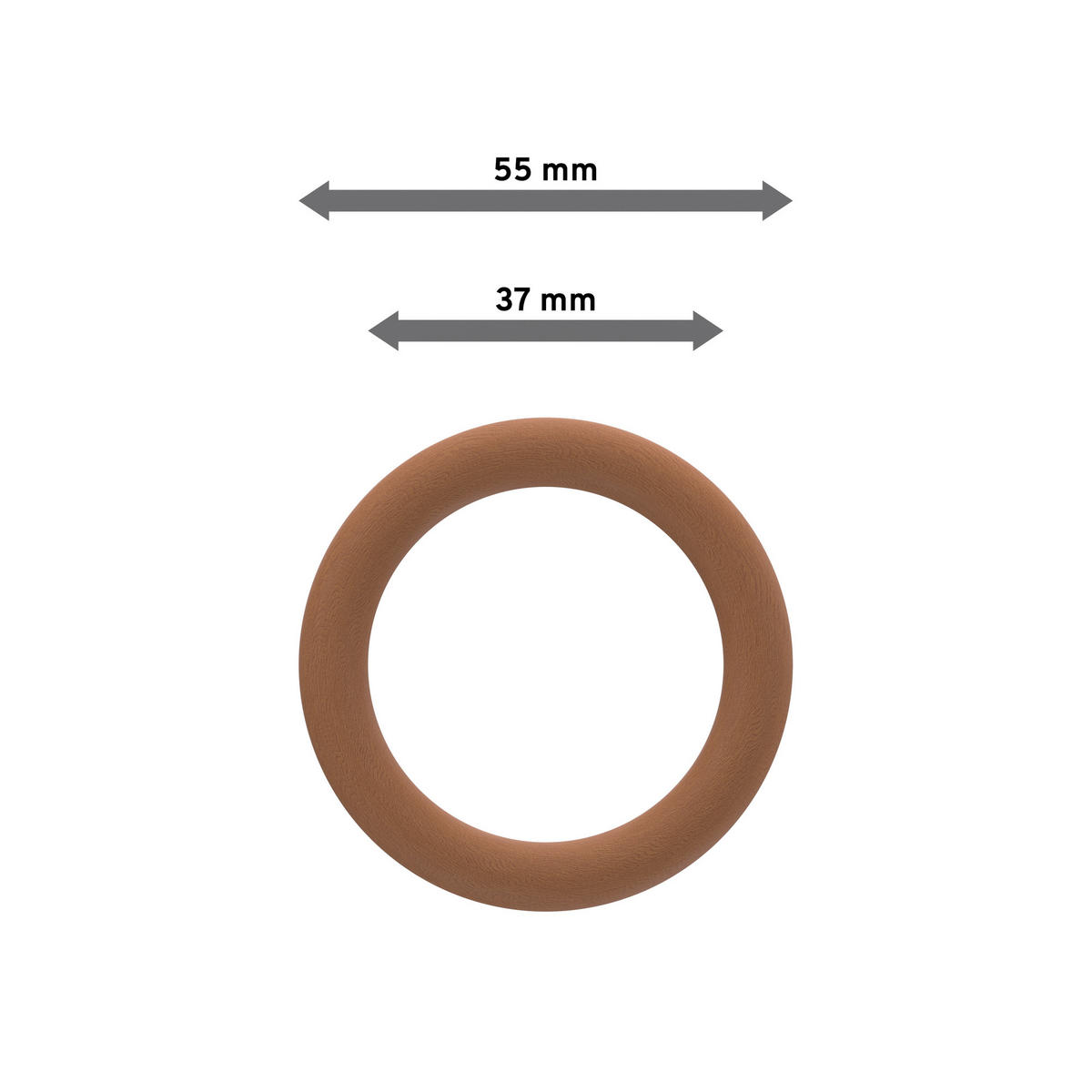 RUNDRINGE MIT FALTENHAKEN FÜR GARDINENSTANGEN 28 mm Ø, Kirschbaum, Packung 10 Stück - Kirschbaumfarben, Holz (28cm) - INTERDECO