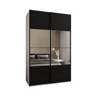 SCHWEBETÜRENSCHRANK 245,5/160/64 2-türig - Schwarz/Weiß, Holz/Metall (160/245/64cm) - Abiks Möbel