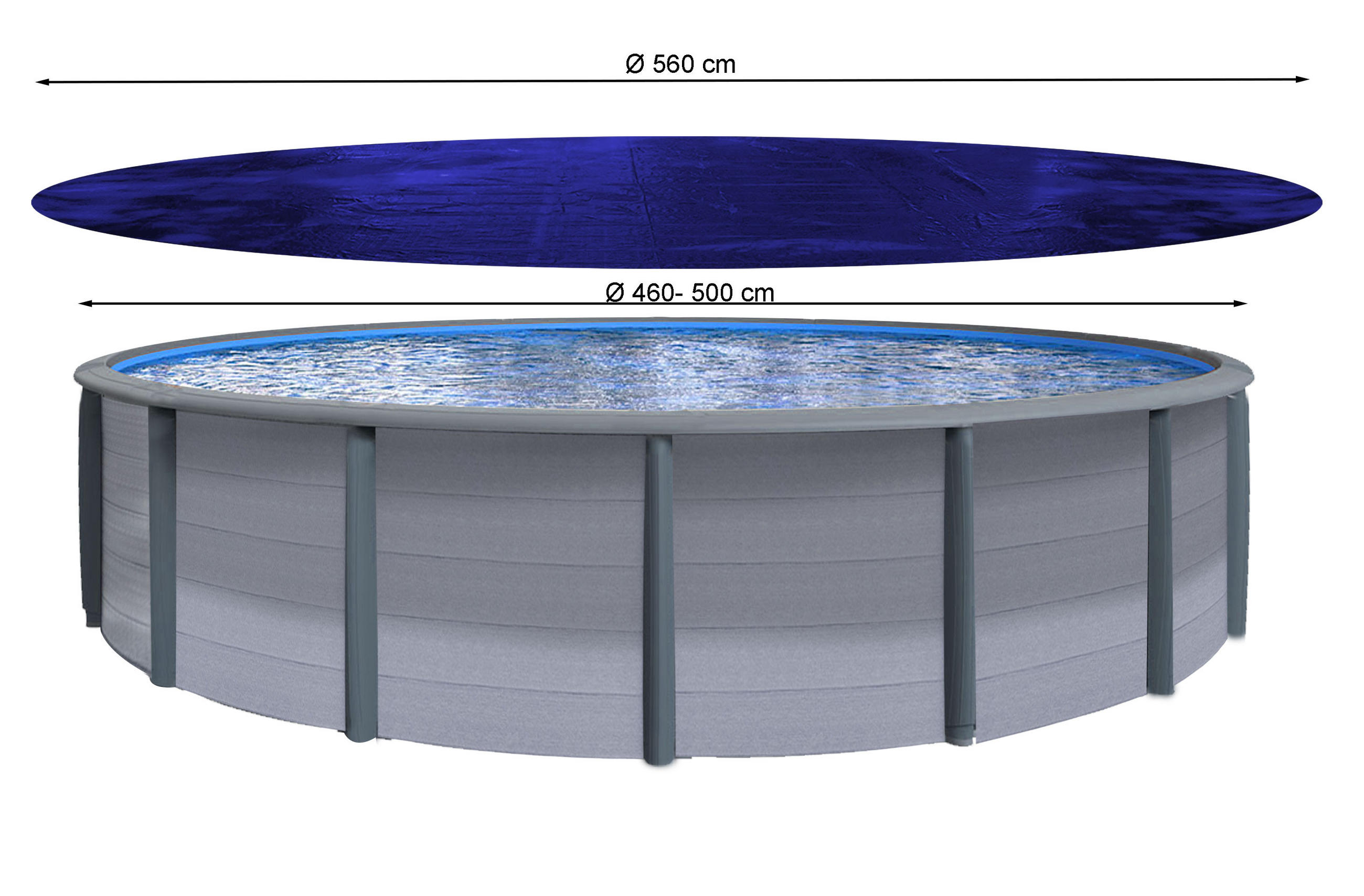POOLABDECKUNG Rund Planenmaß Ø 560 cm für Pool 460-500 cm Blau - Blau, Kunststoff (560/560cm) - QUICK STAR