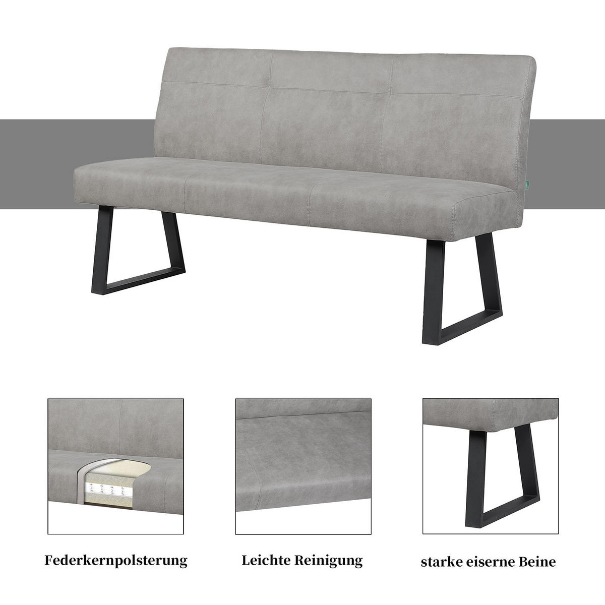 SITZBANK JOYCE - Grau, Metall (160/91/66cm) - DUBI Möbel