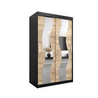 SCHWEBETÜRENSCHRANK 200/120/62 2-türig - Silberfarben/Schwarz, Holz/Kunststoff (120/200/62cm) - Abiks Möbel