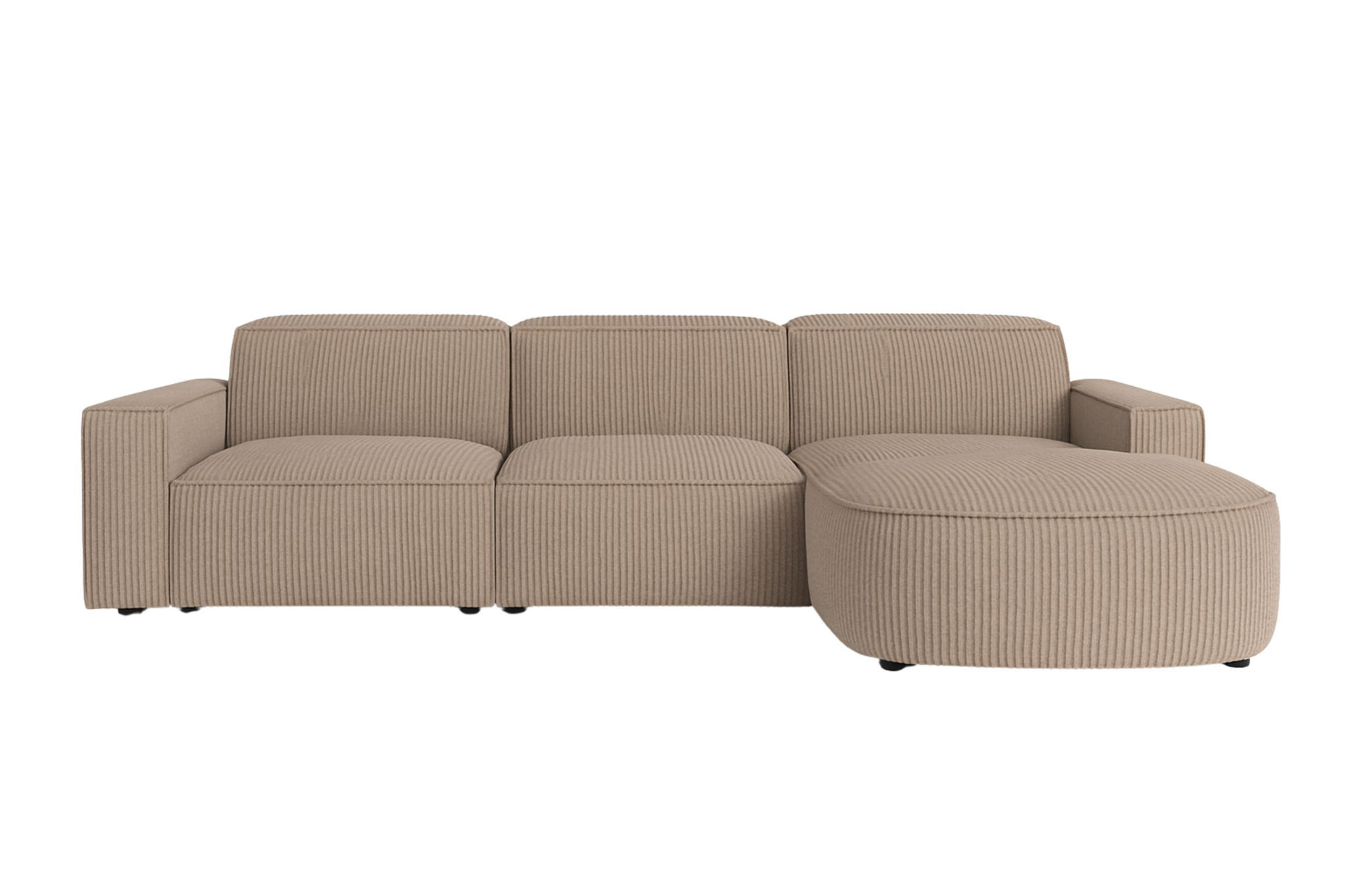 ECKSOFA Cursal Round L-Form, Stoff Poso, Dunkelbeige, Rechts - Beige, Holz (284/166cm) - Kaiser Möbel