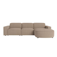 ECKSOFA Cursal Round L-Form, Stoff Poso, Dunkelbeige, Rechts - Beige, Holz (284/166cm) - Kaiser Möbel