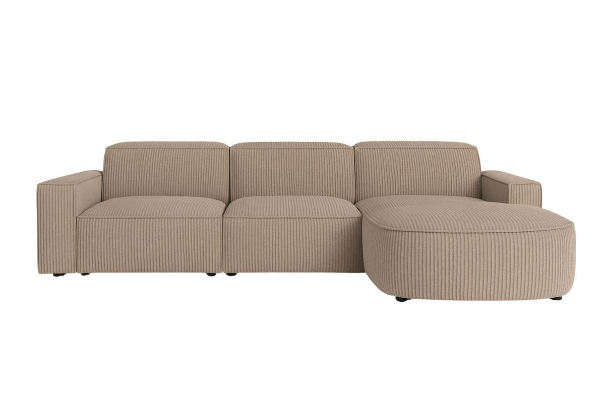 ECKSOFA Cursal Round L-Form, Stoff Poso, Dunkelbeige, Rechts - Beige, Holz (284/166cm) - Kaiser Möbel