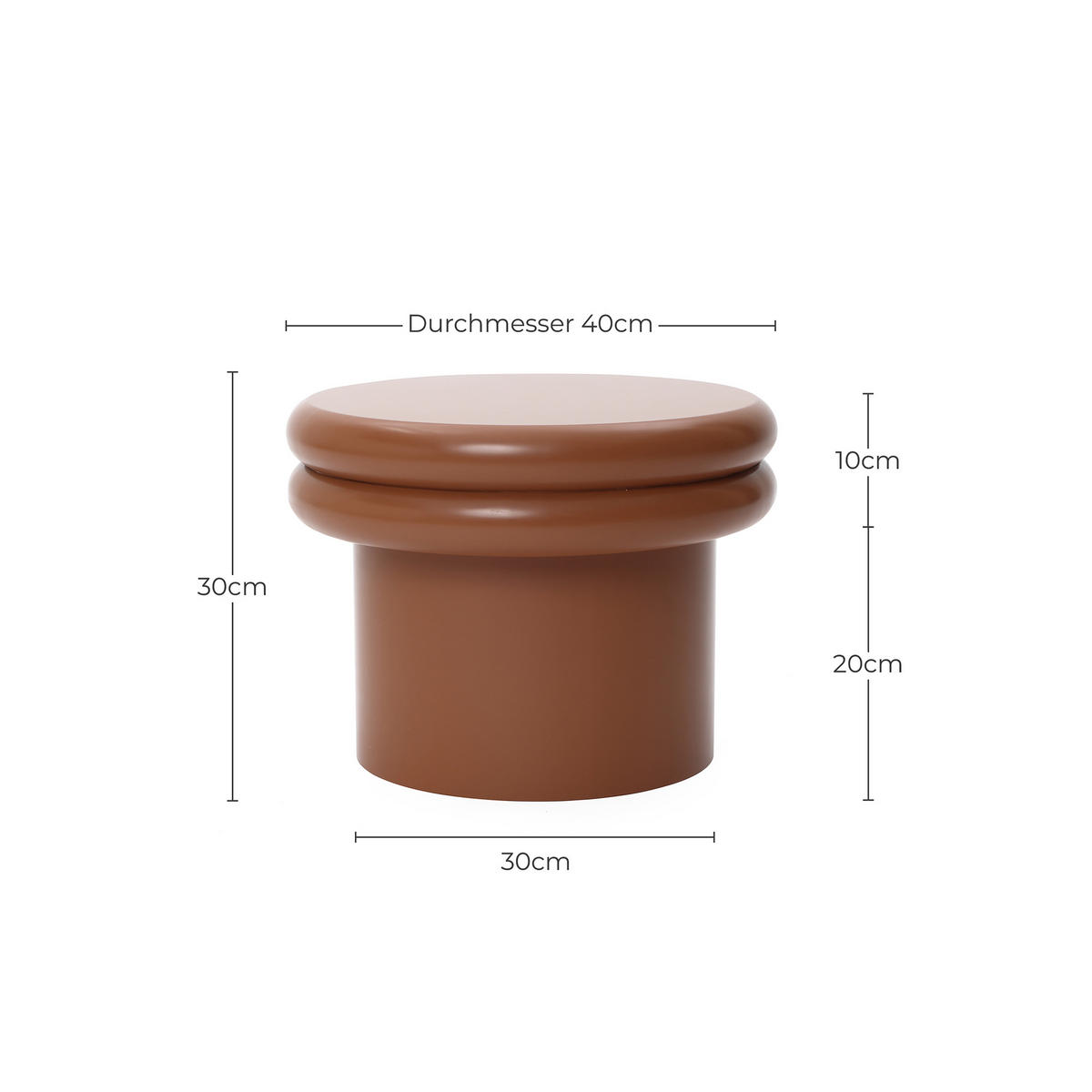 BEISTELLTISCH Rund, Braun mit Doppelplatte | Ø40 x H30 cm - Braun, Holzwerkstoff (40/40/30cm) - Hometopia