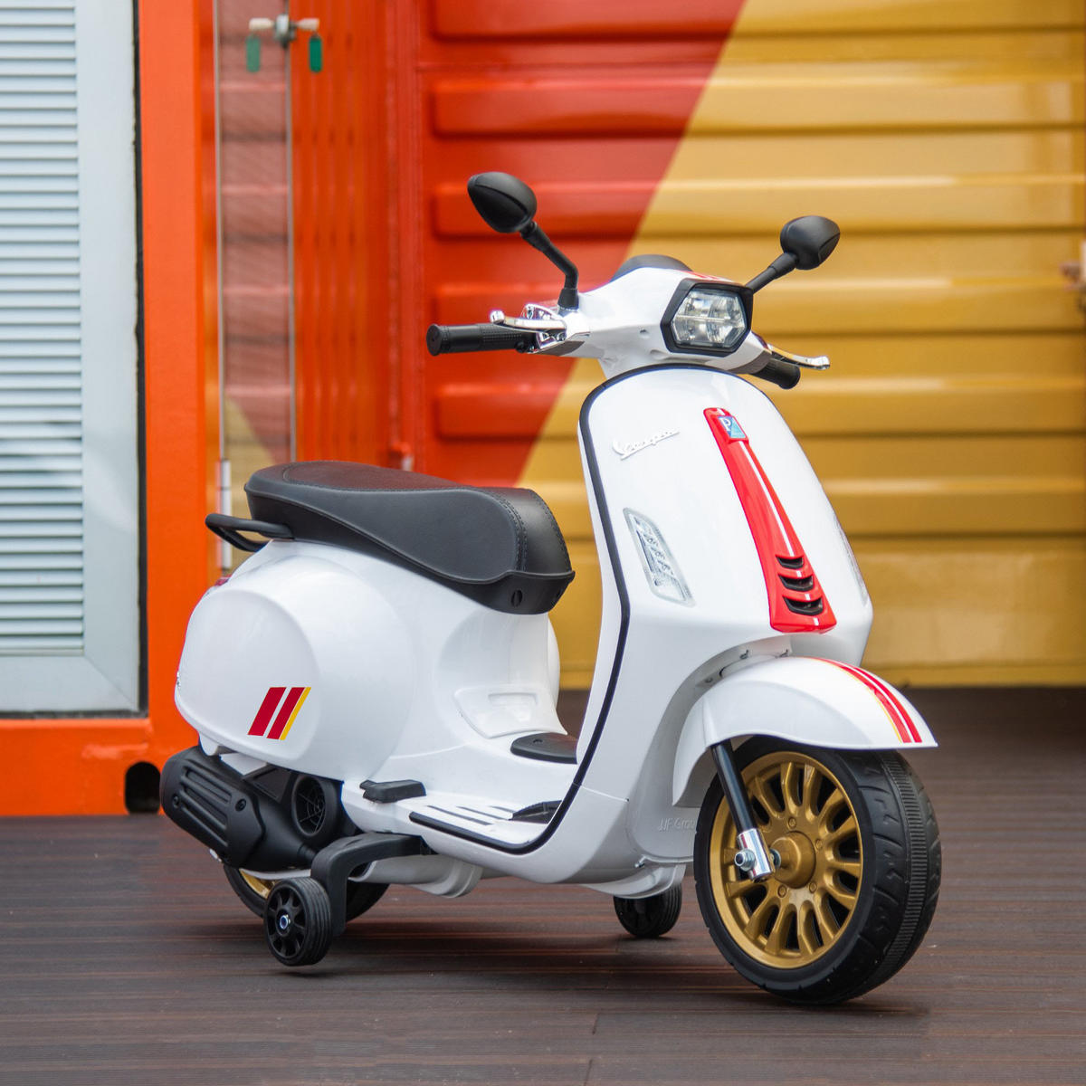 KINDER Elektro-Motorrad, 6V Kindermotorrad mit MP3, USB, FM-Radio, Scheinwerfer - Weiß, Kunststoff (107/47/73cm) - AIYAPLAY