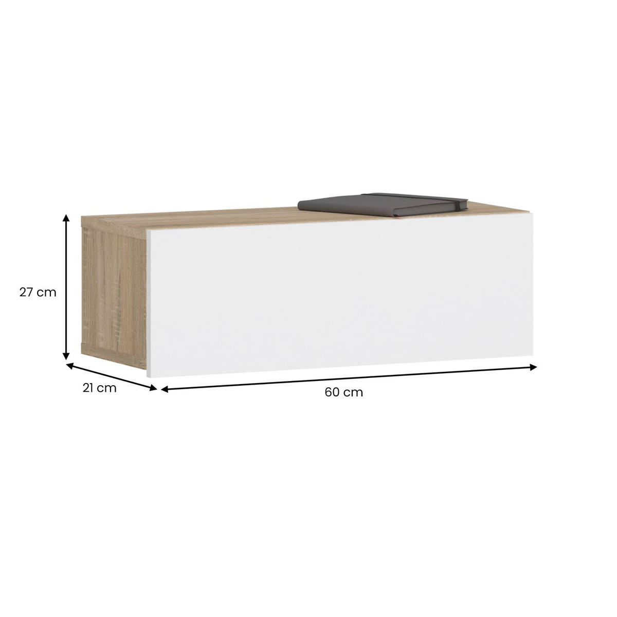 HÄNGENDER NACHTTISCH NANI Sonoma Eiche/weiß - Weiß/Sonoma Eiche, Holzwerkstoff (60/21/27cm) - IDIMEX