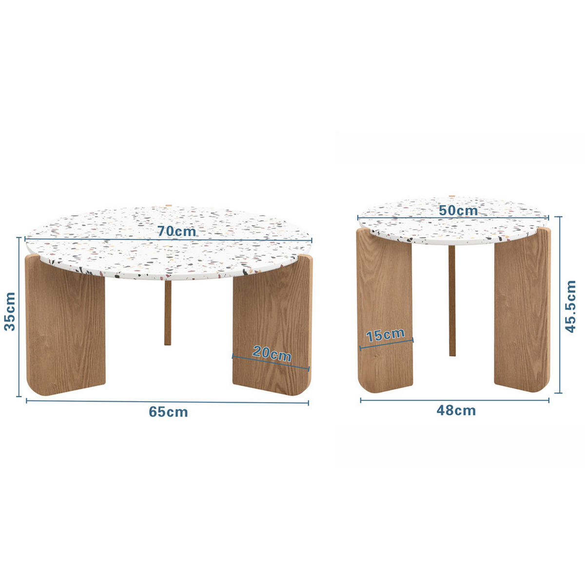 COUCHTISCH Set 2-tlg Zusammensetzbar Modern Balkon Wohnzimmer Beistelltisch - Braun, Holz (81/79/12cm) - FLIEKS
