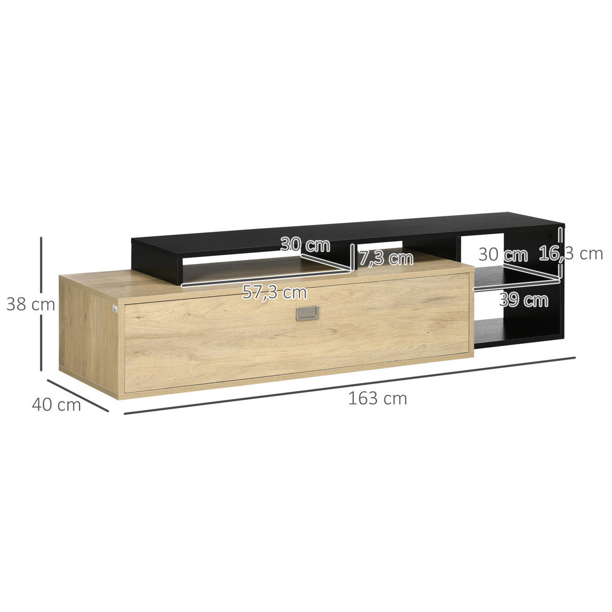 TV-MÖBEL Multicolor 1 Stück - Multicolor, Holzwerkstoff (163/38/40cm) - GiPP