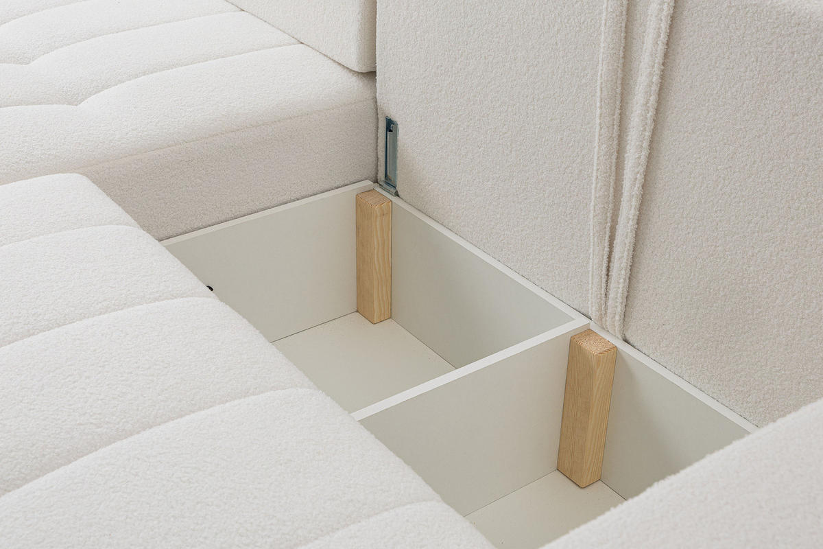 ECKSOFA Palermo mit Schlaffunktion und Bettkasten - Weiß, Holz/Holzwerkstoff (245/143cm) - Ravio