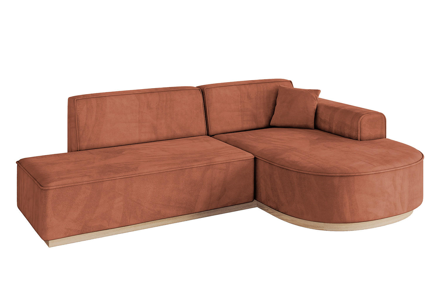 ECKSOFA Ottomane Rechts ARRIO-L1 - 243x171x83 cm Apricot - Koralle, Holzwerkstoff/Textil (243/171cm) - ALTDECOR
