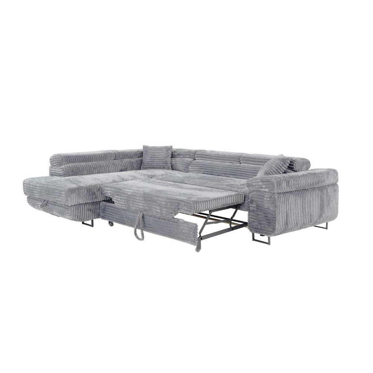 ECKSCHLAFSOFA Luis L, mit Schlaffunktion und Bettkasten – praktisch und bequem, Links, Grau - Schwarz/Grau, Textil (275/205cm) - AN-Moebel 4u