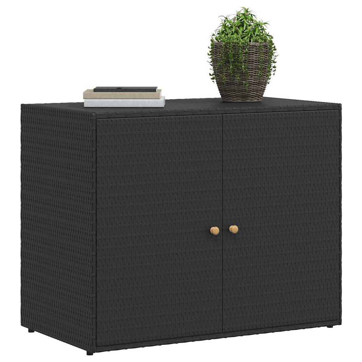 GARTENSCHRANK Schwarz 100/55,5/80 Cm Poly Rattan - Schwarz, Holzwerkstoff (55.5/80/100cm) - vidaXL
