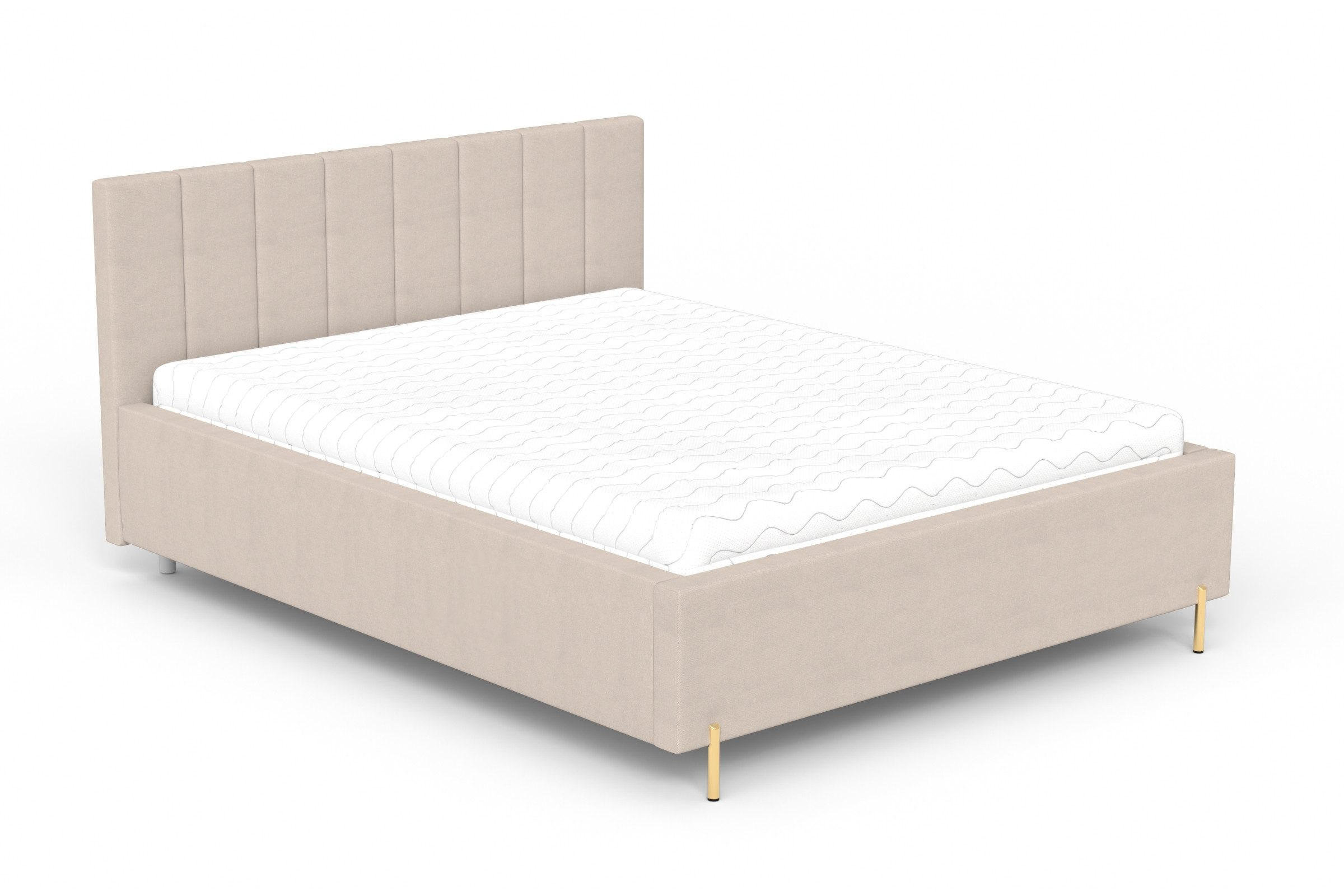 POLSTERBETT GABRIELLE 140/200 in Velours Beige - Beige, Holz/Holzwerkstoff (140/200cm) - Deine Möbel 24