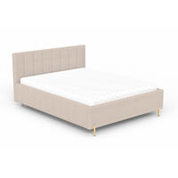 POLSTERBETT GABRIELLE 160/200 in Velours Beige - Beige, Holz/Holzwerkstoff (160/200cm) - Deine Möbel 24