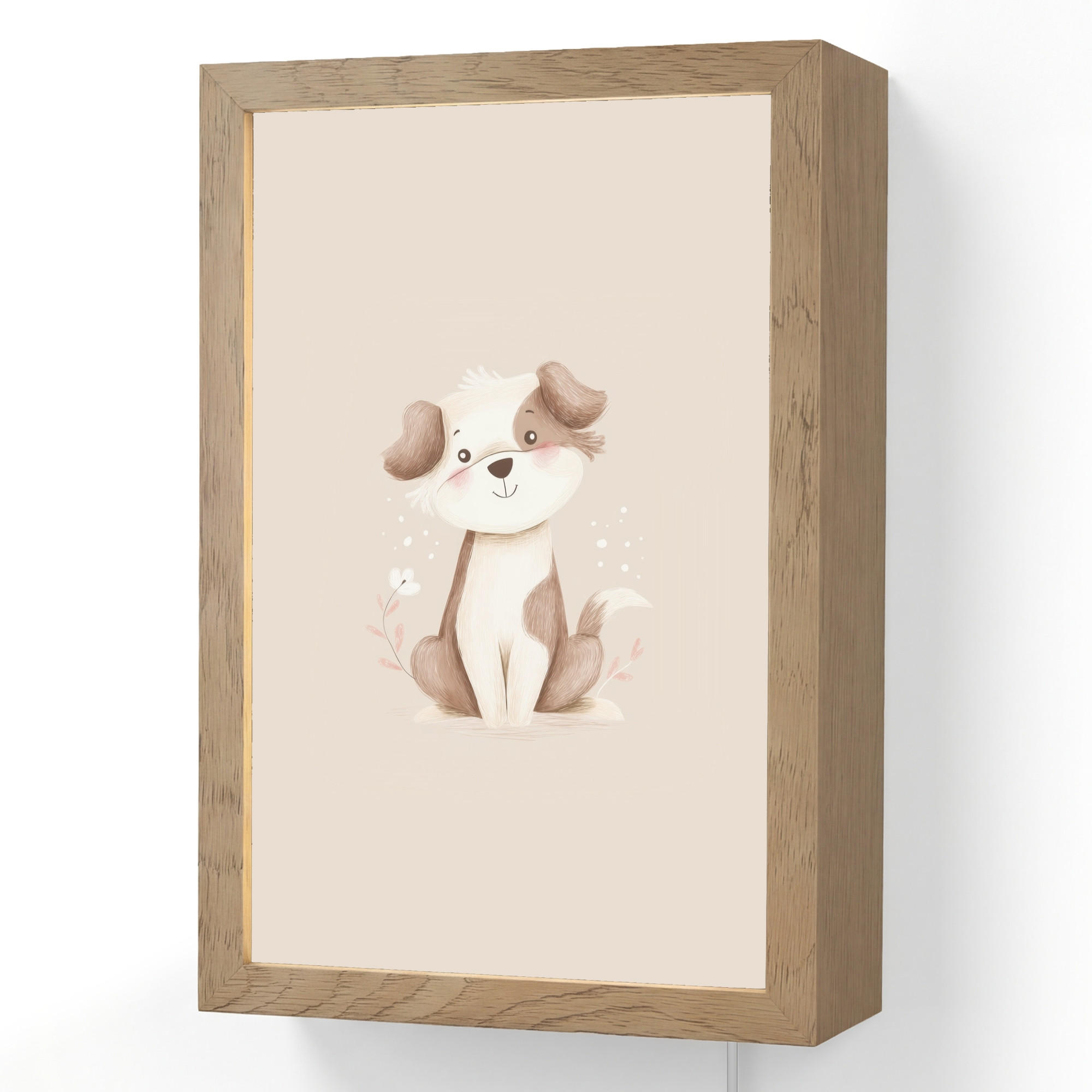 NÁSTĚNNÁ LAMPA Pes - skvrnitý - hnědý 20x30 cm - béžová, kompozitní dřevo (20/30/8cm) - OnlyWow