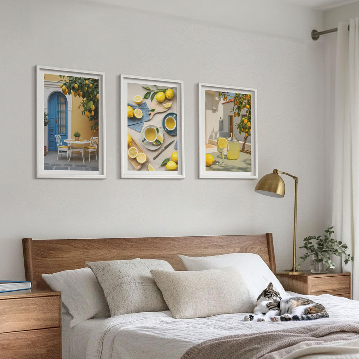 WANDBILDER 3er-Set - 40x60 cm Weißer Rahmen - Zitronenlimonade blaue Tür - Weiß, Kunststoff (40/60cm) - ArtPrintCave