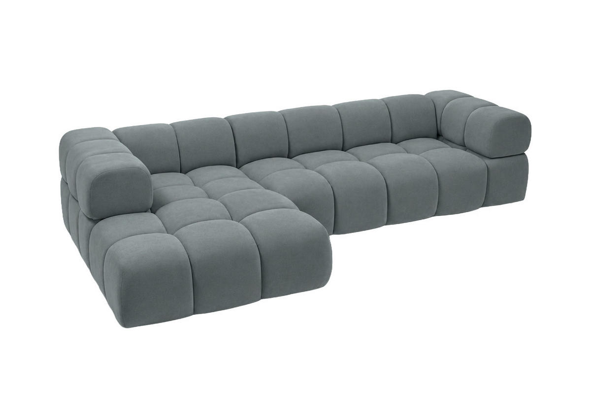 ECKSOFA L-Form, Veloursstoff Bluvel, Blaugrau, Links, Averro XL - Blaugrau, Holz (320/150cm) - Kaiser Möbel