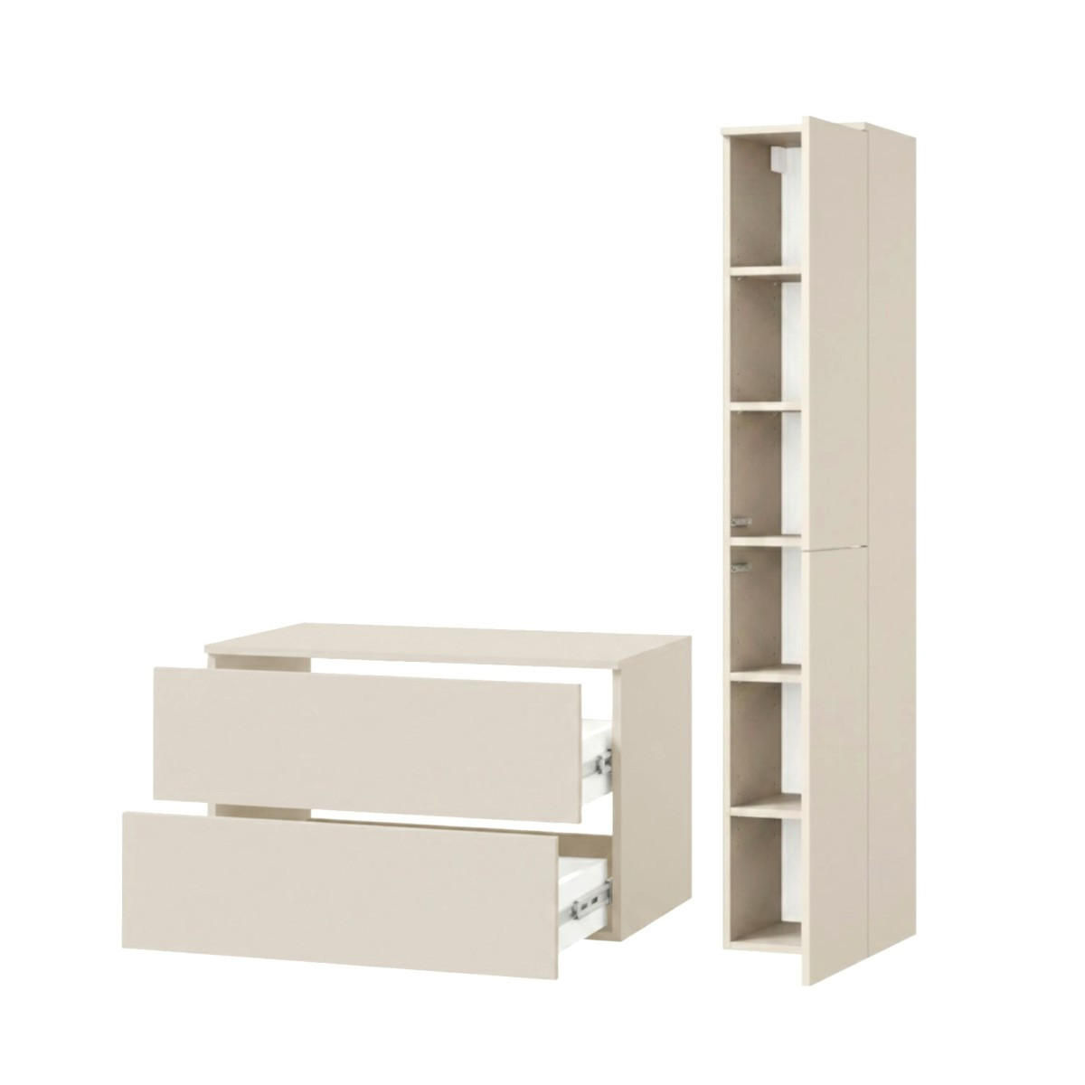 BADMÖBEL-SET Color Macadamia 2-Teilig (2S 80 + 2D 160) - Beige, Holzwerkstoff (110/160/45cm) - mzm24