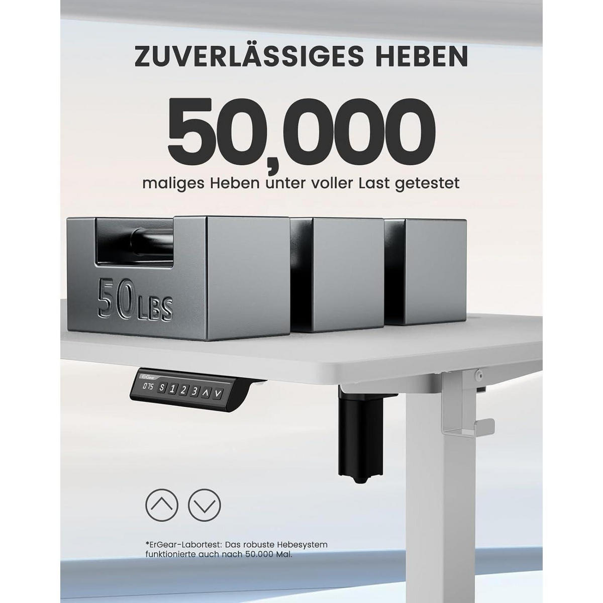 SCHREIBTISCH höhenverstellbar elektrisch 100 x 60 cm Weiß - Weiß, Metall (100/60/72cm)