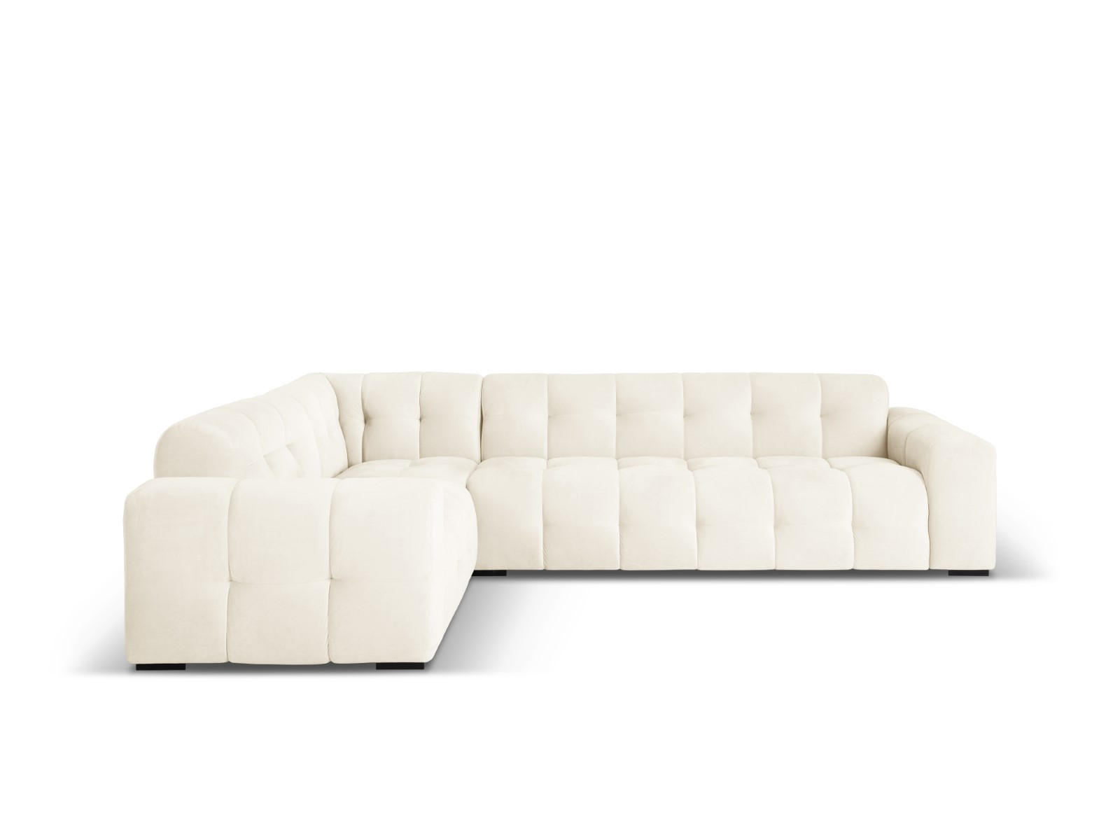 ECKSOFA links Kendal aus Samt leichtes beige 6 Sitzplätze - Creme, Textil (231/332cm) - Micadoni