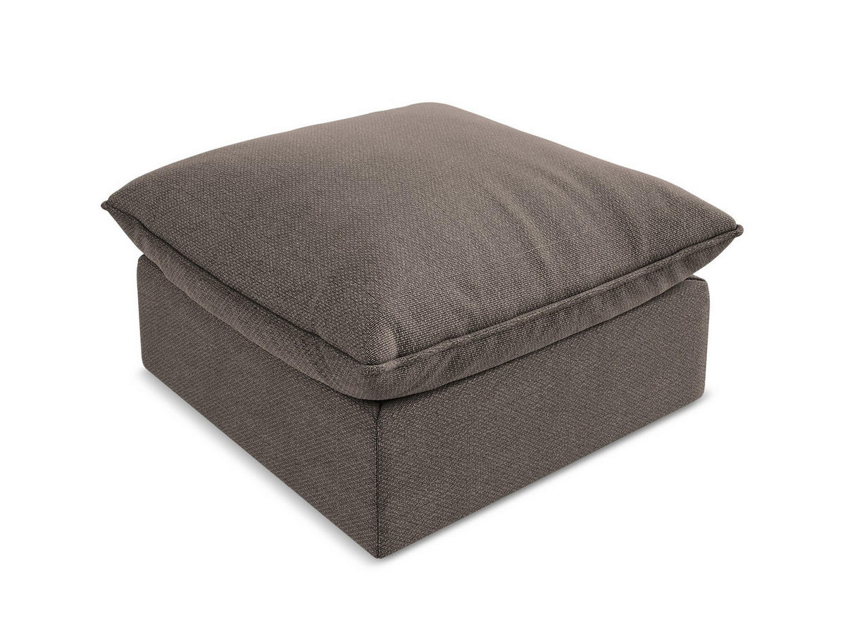 POUF Bouclé Stoff Braun - Schwarz/Braun, Holzwerkstoff/Kunststoff (75/45/75cm) - Makamii