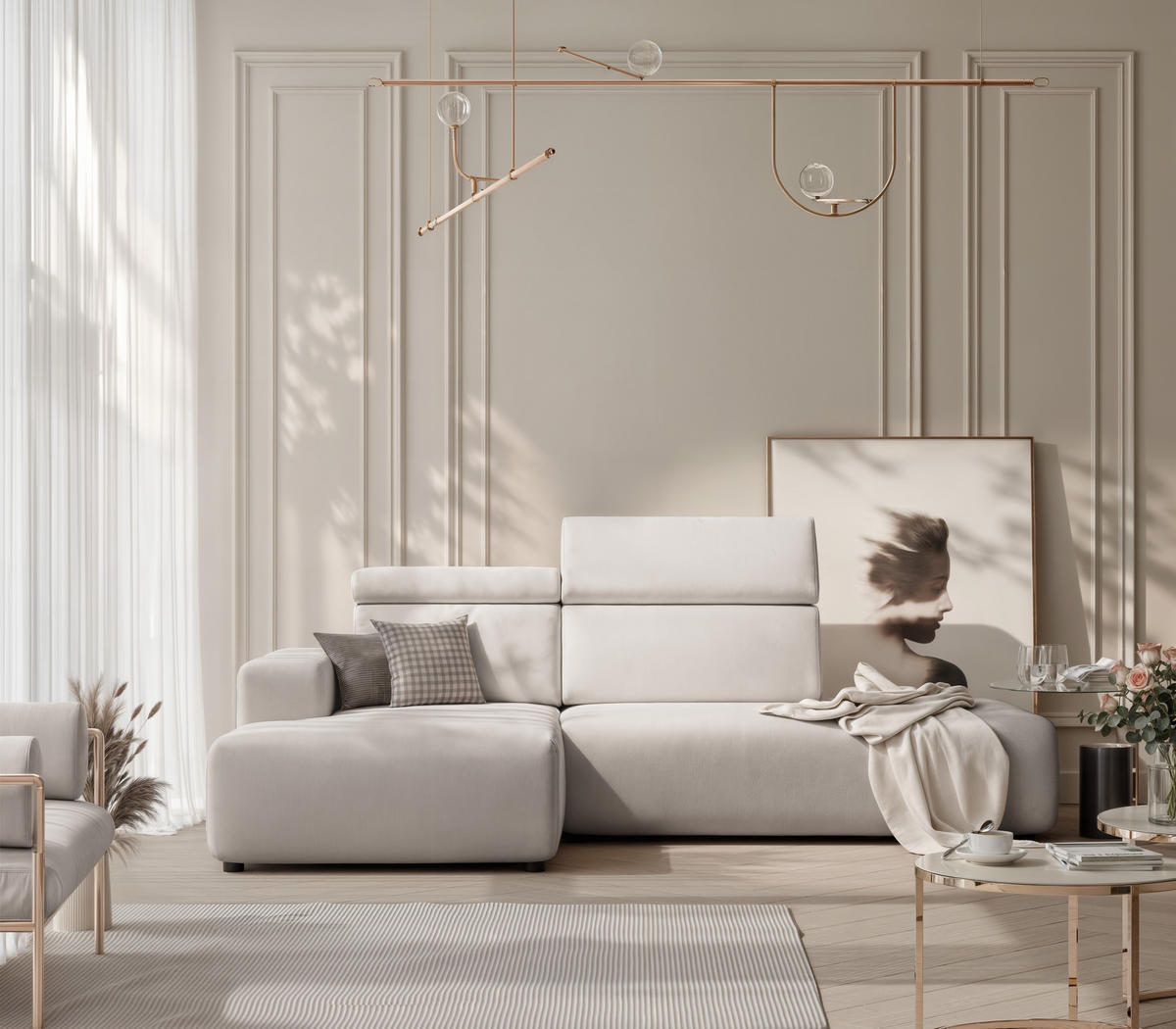 ECKSOFA RICO Links, Stoff Hellgrau - Hellgrau, Textil (260/186cm) - Idohome