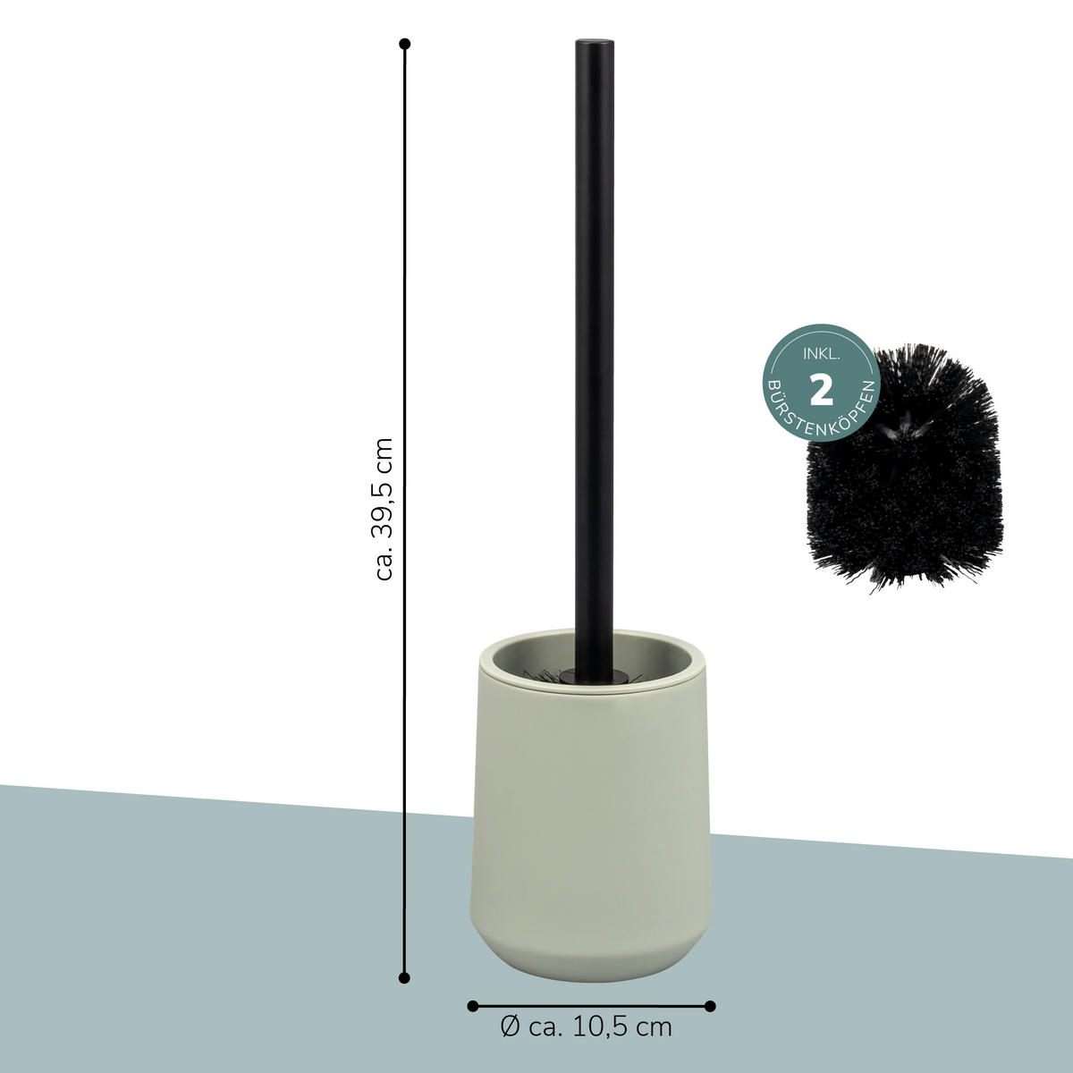 WC-GARNITUR TESERO, Kunststoff, salbei - Salbeigrün, Kunststoff (10.5/39.5/10.5cm) - eluno