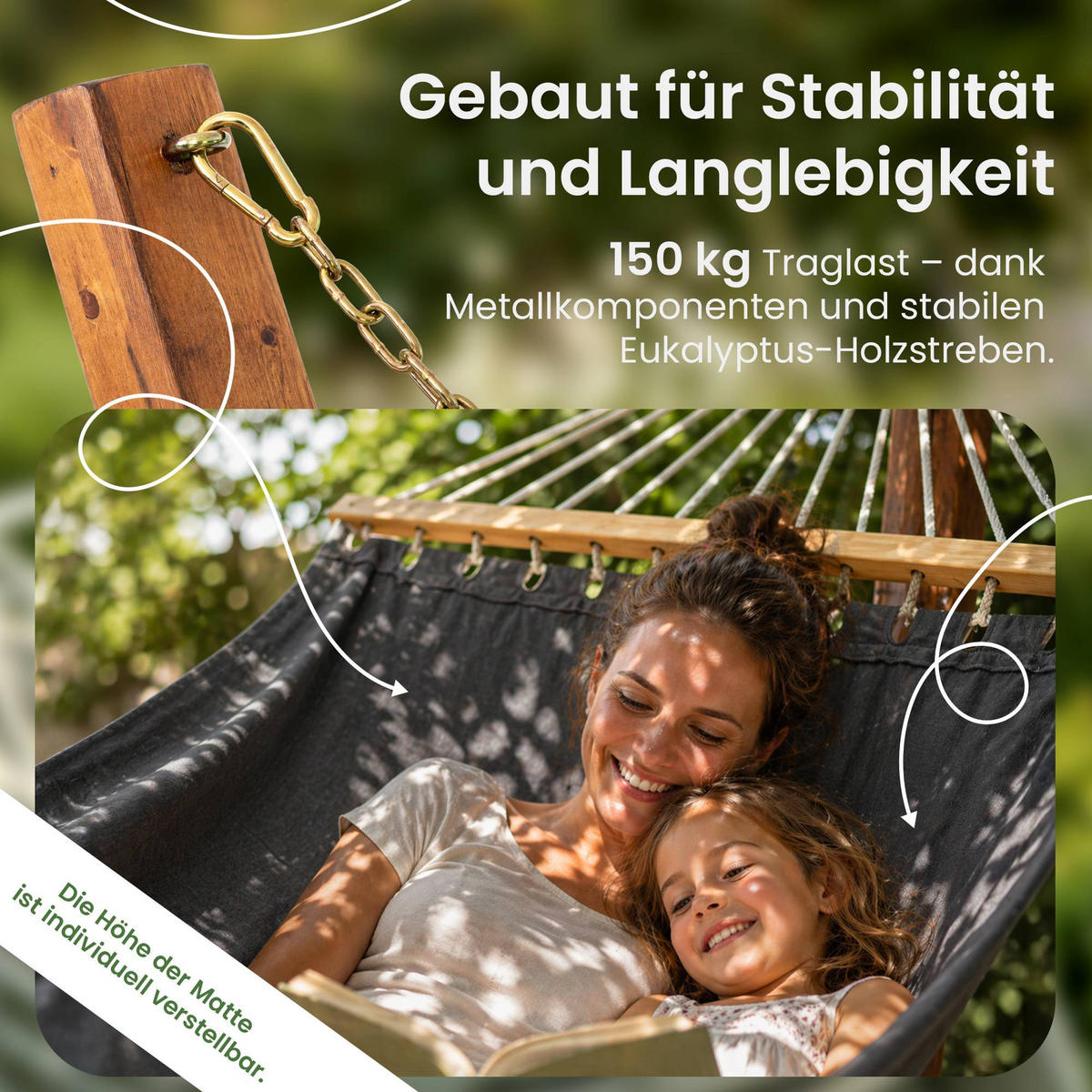 HÄNGEMATTE Stoff Grau - Grau, Textil (120/107/400cm) - CLP