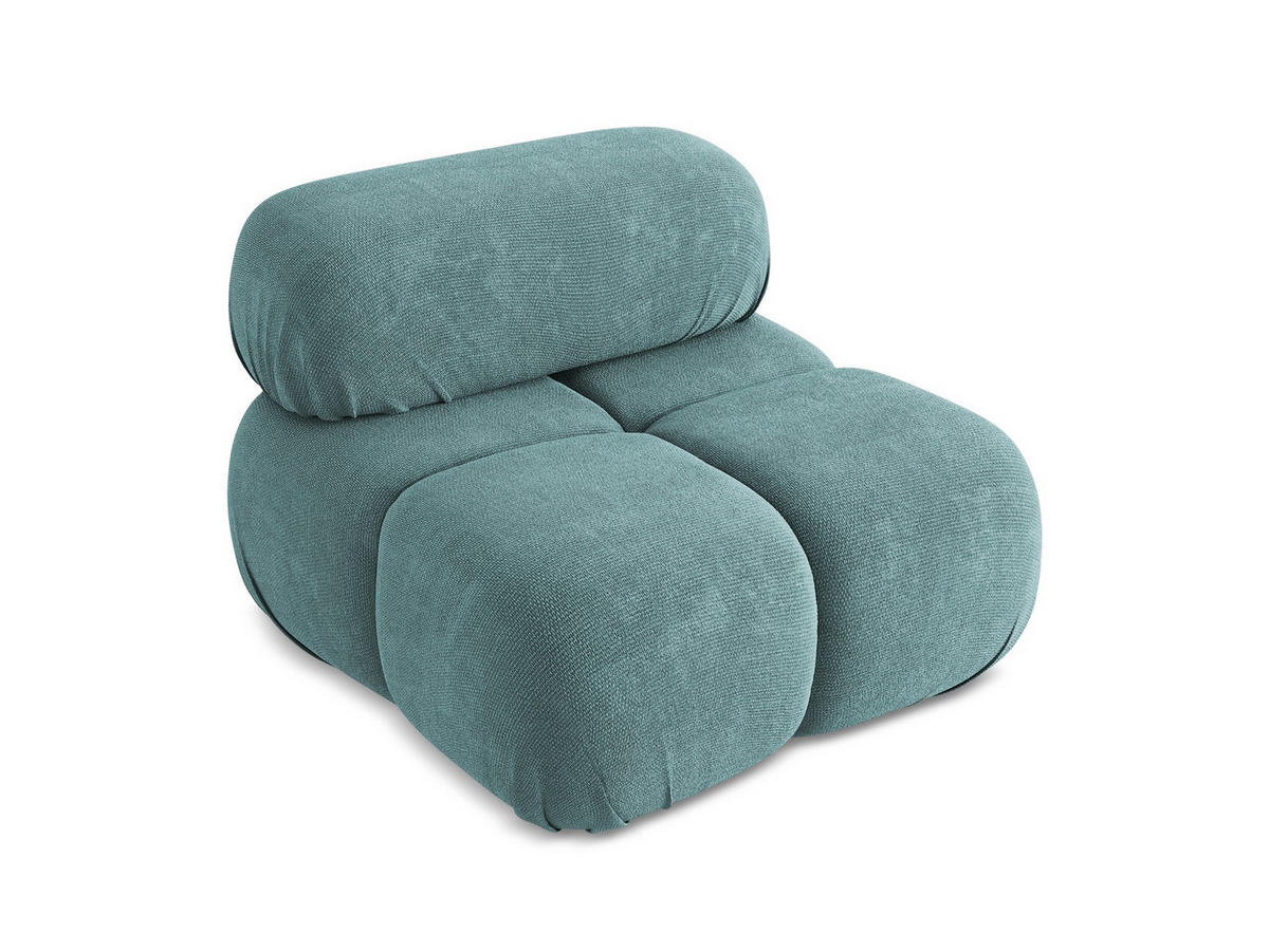 SESSEL Chenille Stoff Blau - Blau/Beige, Kunststoff/Textil (96/70/95cm) - Makamii