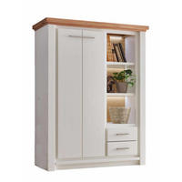 HIGHBOARD weiß Olbia Wildeiche 112/45/145 cm - Weiß/Braun, Holz (112/145/45cm) - Casamia Massive Möbel