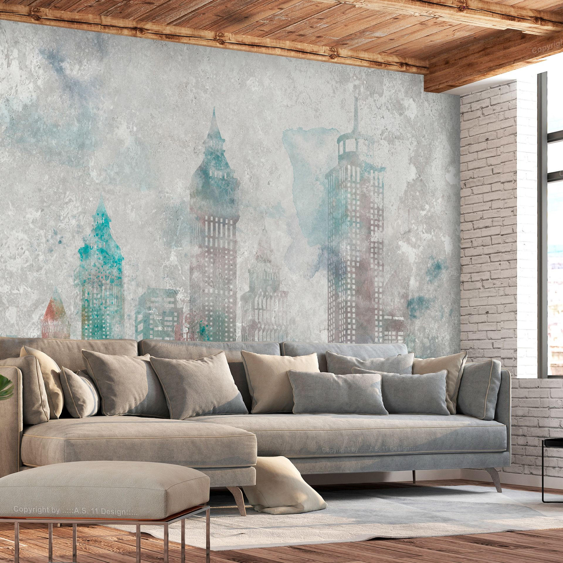 SELBSTKLEBENDE FOTOTAPETE 196/140 cm - Multicolor/Grau, Kunststoff/Textil (196/1cm) - KUNSTLOFT