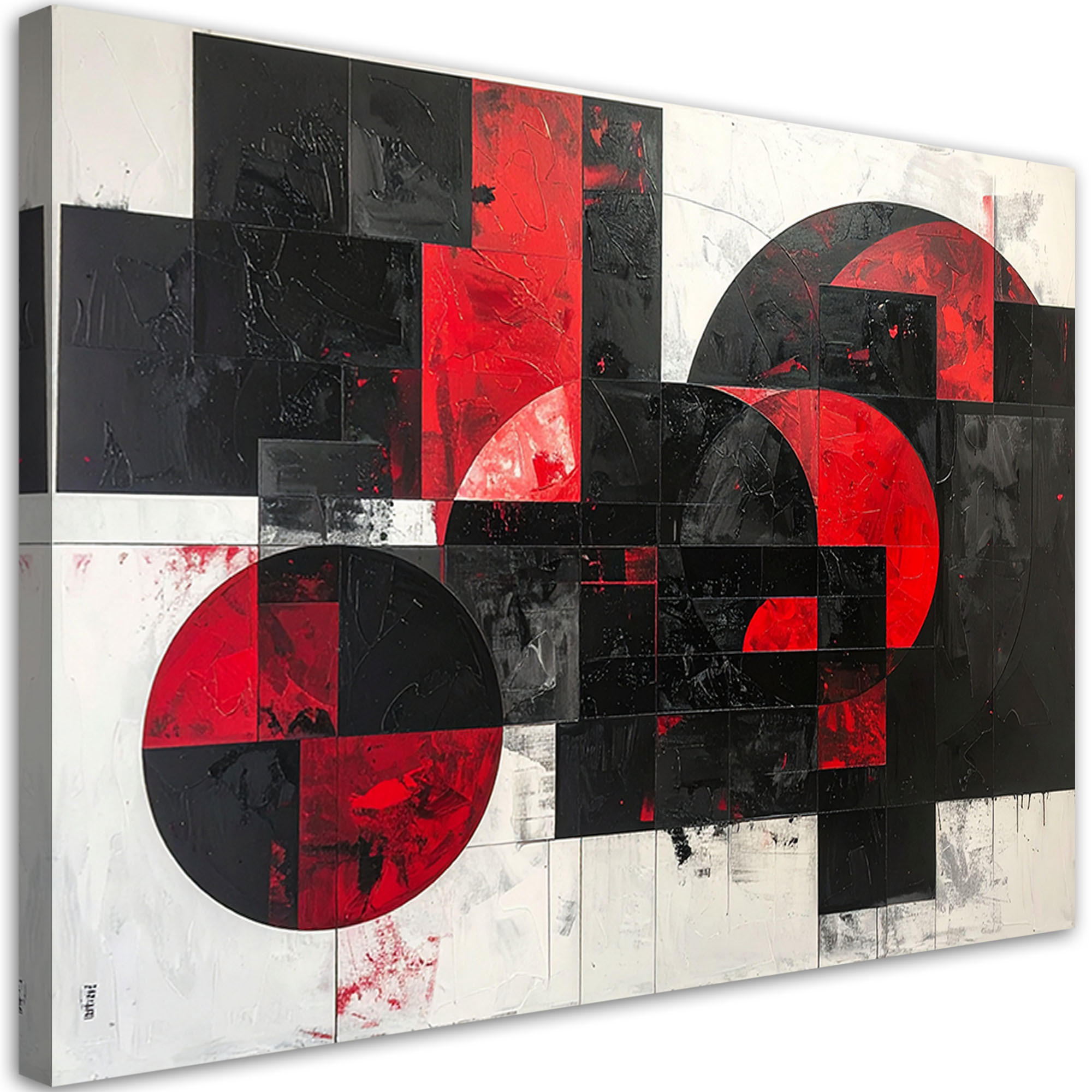 LEINWANDBILD 3D und geometrisch 120x80cm - Rot, Textil (120/80cm) - Feeby