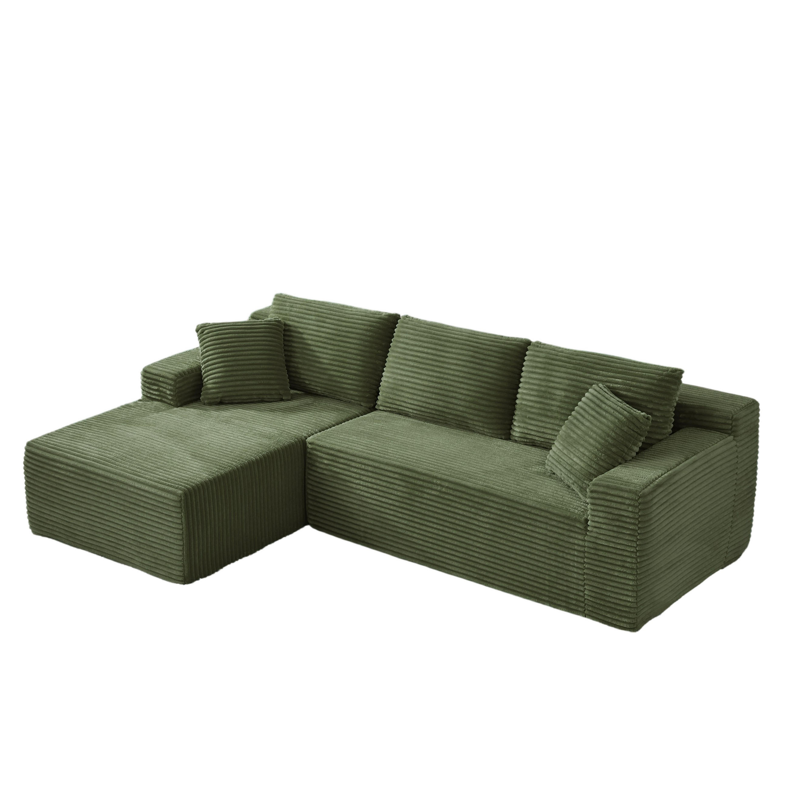 ECKSOFA DE-34926 L-Form mit Chaise links Grün - Grün, Textil (163/252.5cm) - ComfortXL