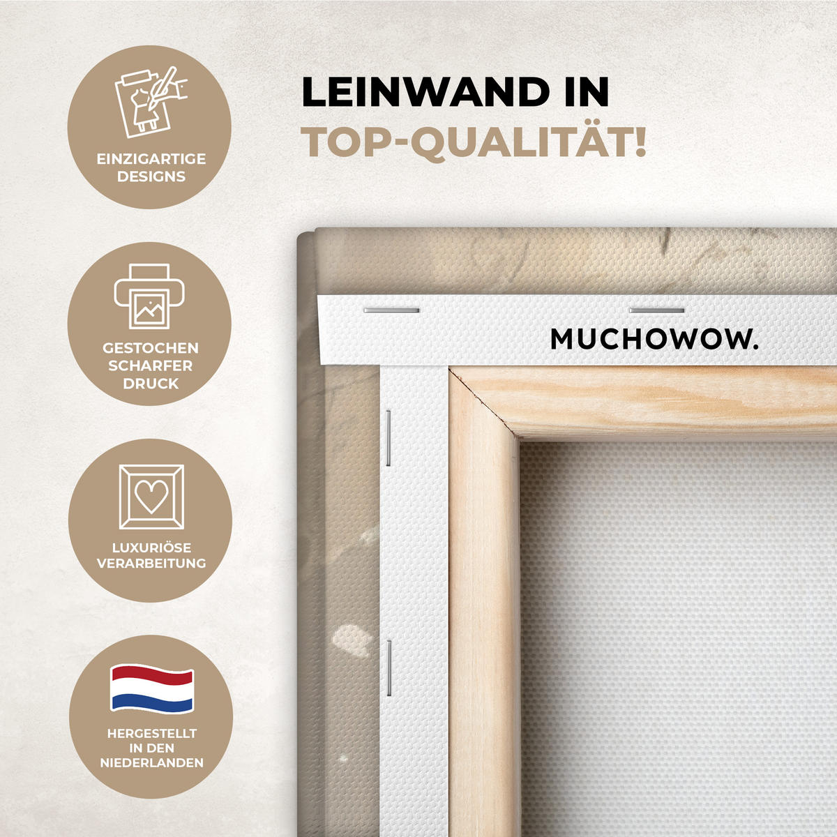 LEINWANDBILD Weihnachten - Rentier - Winter - Kranz 80x120 cm - Naturfarben, Textil (80/120cm) - MuchoWow